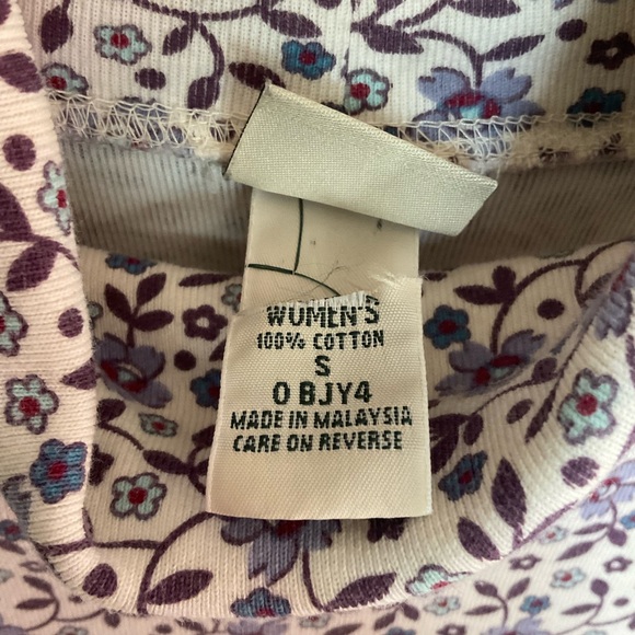 L.L. Bean Ditsy Floral Cotton Rib Turtleneck - Picture 3 of 5